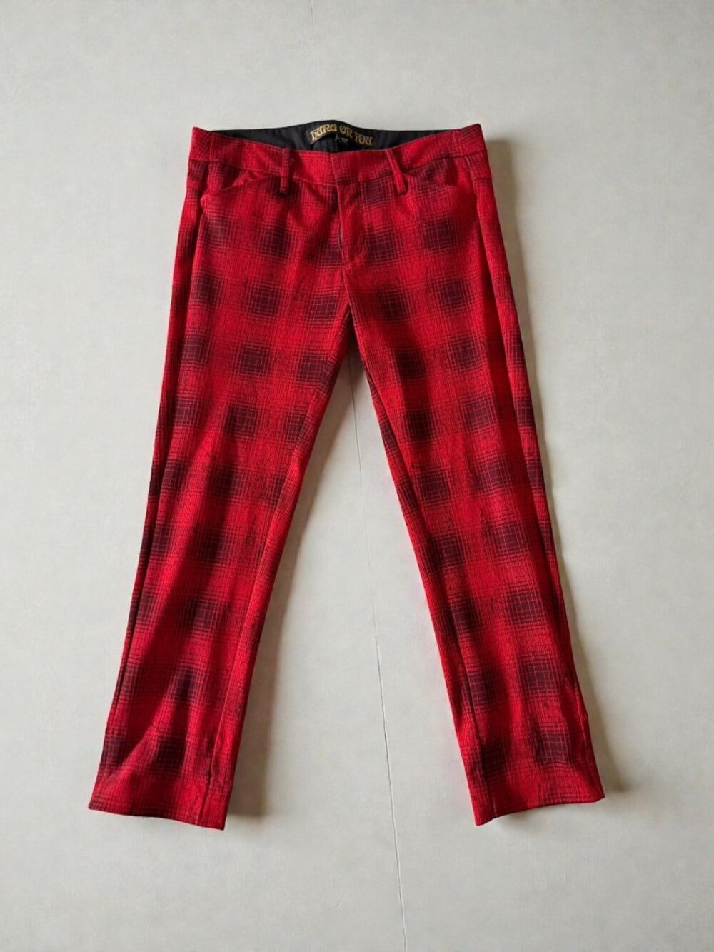 CALVIN RUCKER Hung on You Red Plaid Ankle Pants size 6
